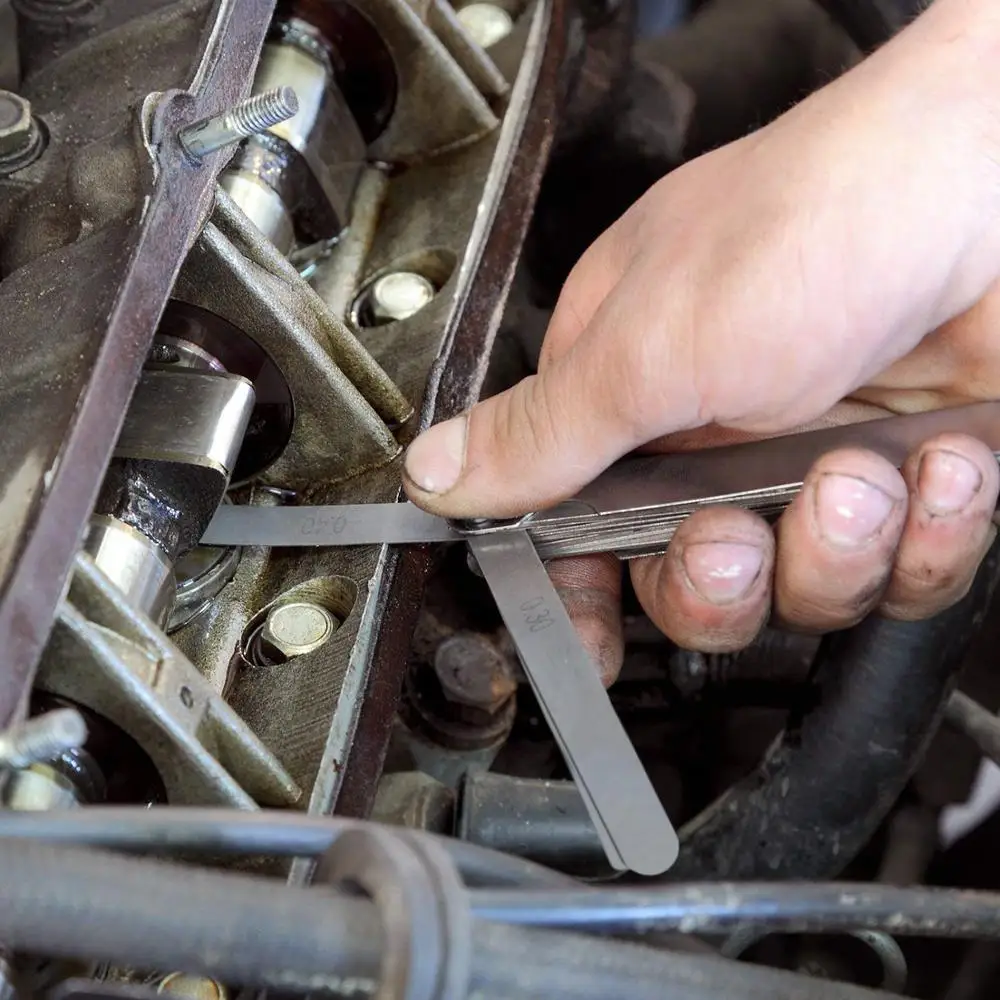 Stainless Steel Feeler Gauge Dual Marked Metric and Imperial Gap Measuring Tool (0.04-0.88 mm,32 Blades)