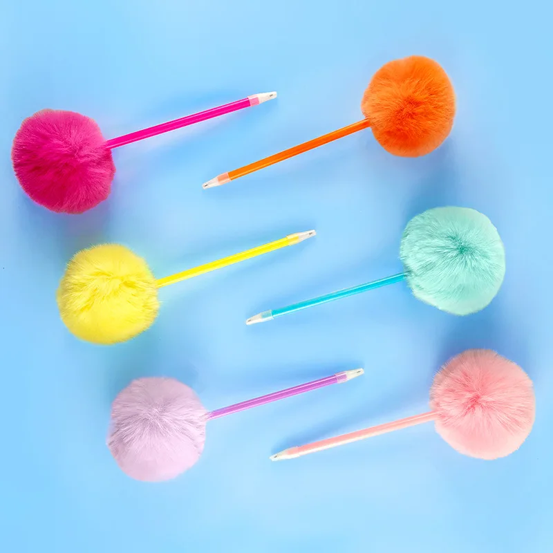 Custom Cute Colorful Fluffy Ballpoint Pen  Pom pom Pen for Girls Party