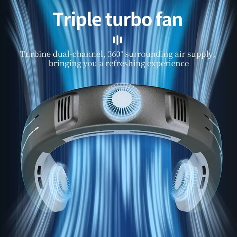 Intelligent Screen Display Semiconductor Cooling Hanger Neck Fan Portable Adjustable 3Gears Cooling Neck Fan