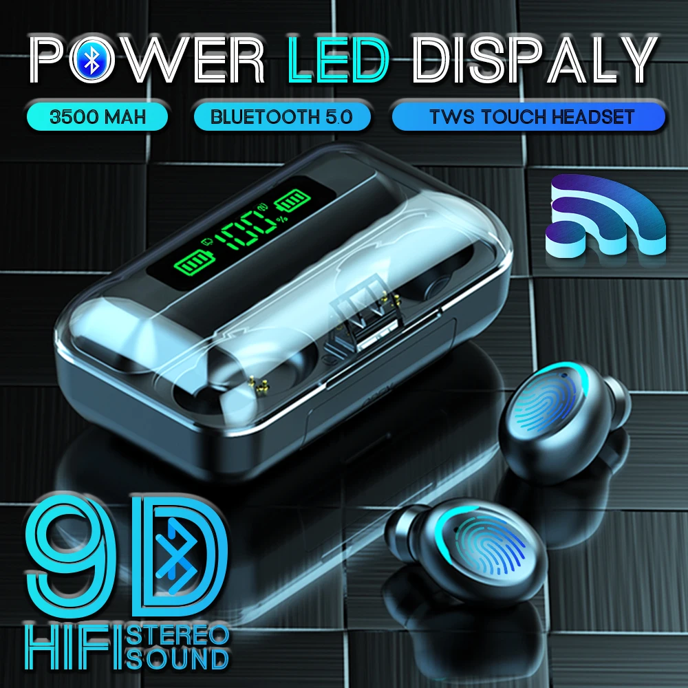 F9-5 I7S TWS беспроводные Bluetooth наушники со светодиодным дисплеем 1200 мАч Внешний аккумулятор гарнитура микрофон