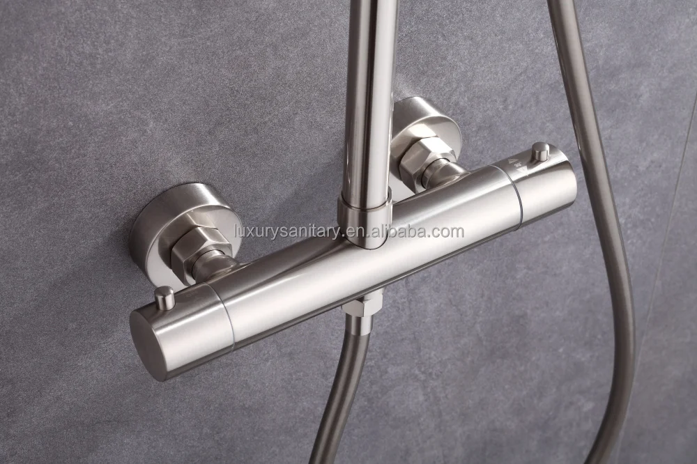 brass material nickle brush bathroom thermostatic shower set faucet shower system equipment