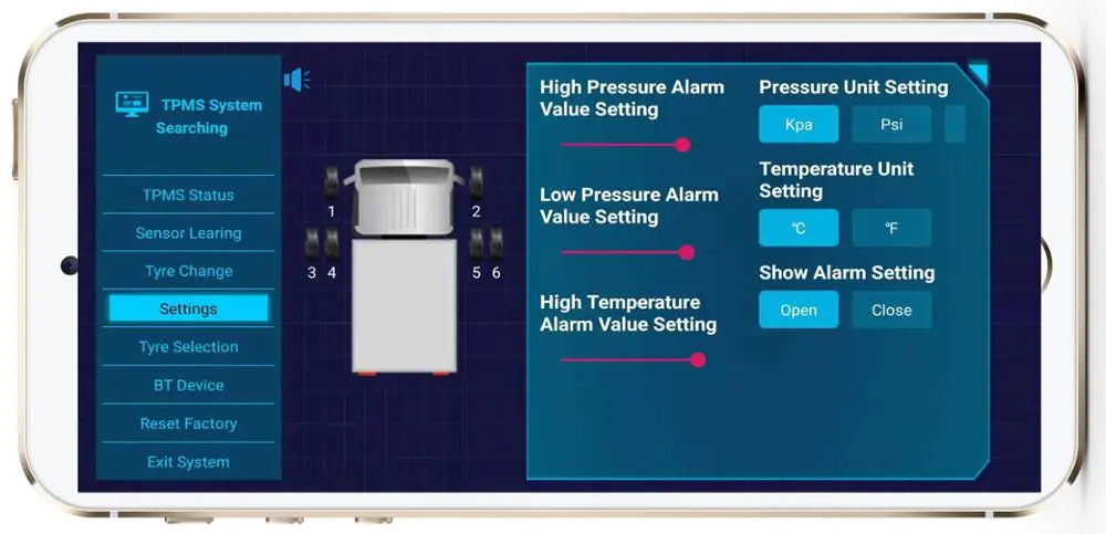 tpms 6 external wheel external otr truck IOS Android smart mobile phone tpms for truck trailer tractor bus mining