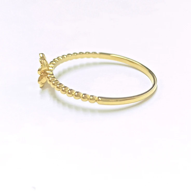 
DSC03909 Clover Design 18K Yellow Gold Ring Women Real Solid Gold Rings Jewelry Wedding Rings Gold 18k 