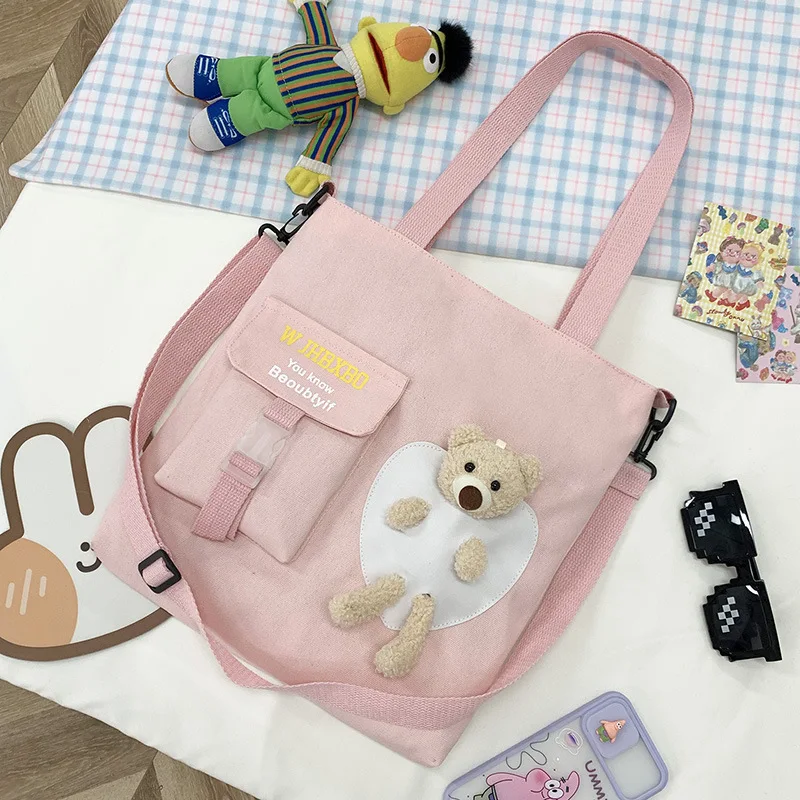 Korean version of the campus girls cute canvas single shoulder crossbody bag handbag wholesale cheap simple purse