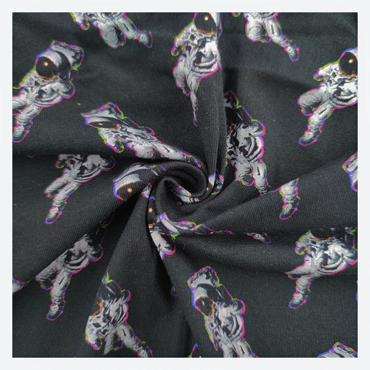 Breathable Cotton Knitting Fabric cotton jersey fabric custom printed for baby clothes