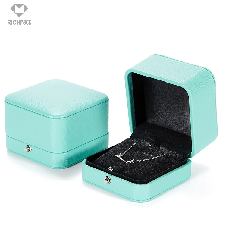 Richpack Роскошная Подарочная коробка из искусственной кожи под заказ синие квадратные коробки для ювелирных изделий для колец и серег