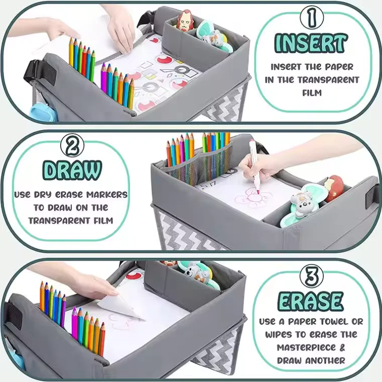 Factory wholesale Kids Lap Desk Car Seat car tray table kids Collapsible car Activity Kids Travel Tray