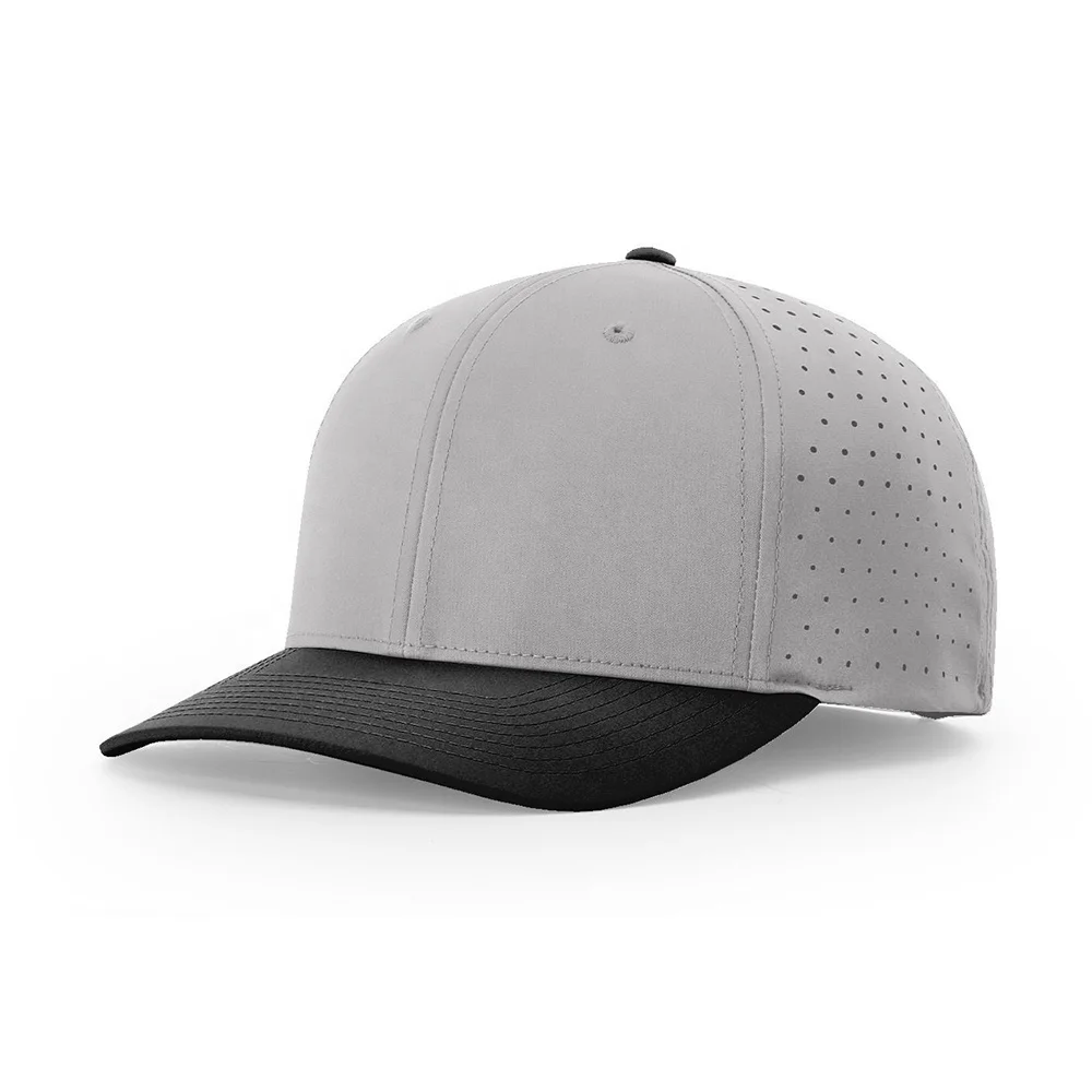 Wholesale Laser cut holes blank perforated quick dry custom PVC patch sports trucker hat waterproof 6 panel golf baseball cap