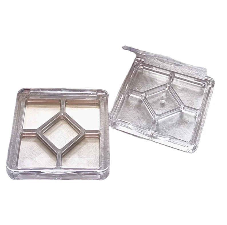 Прозрачные Пустые Тени для век, пигментная палитра, квадратная пудра, румяна, тени для век с 5 отверстиями, компактная коробка