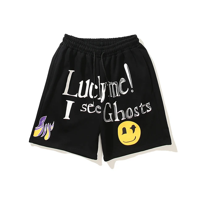 NO MOQ custom offset print cotton hip hop sweat shorts