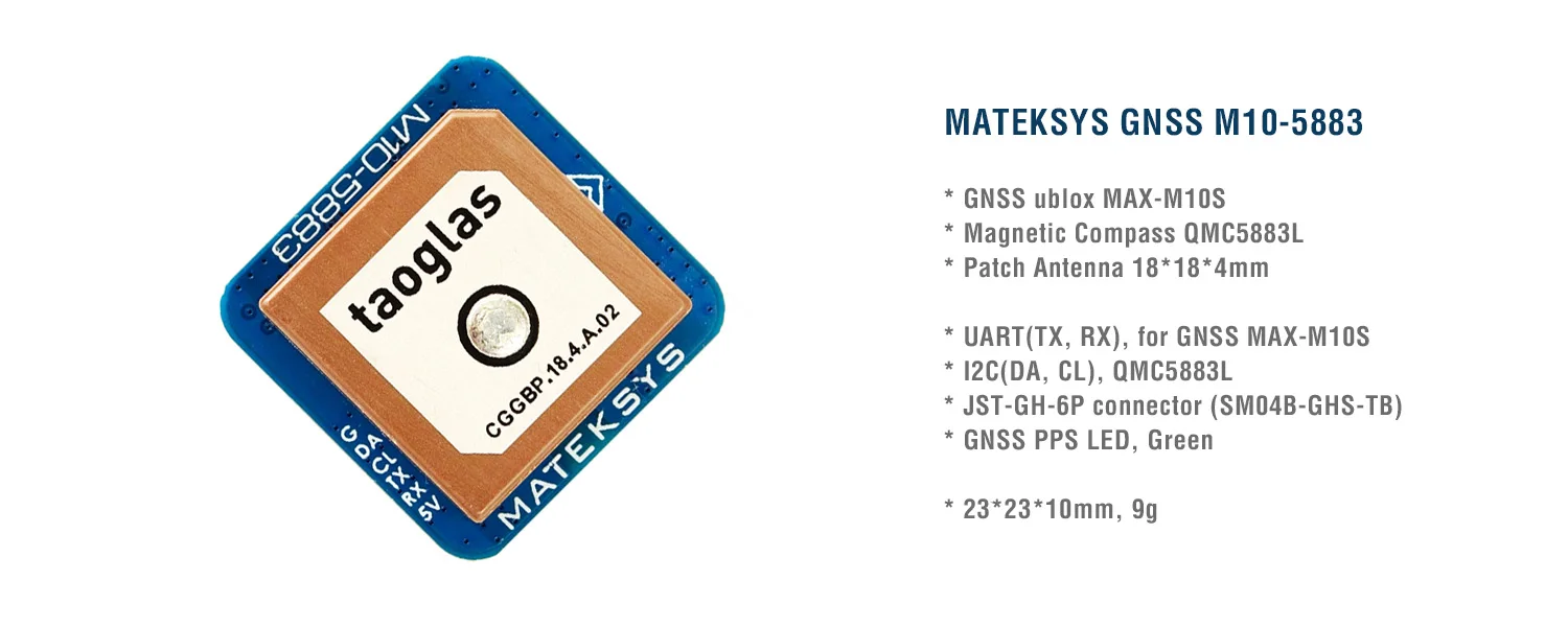 Matek Systems GNSS M10-5883 U-Blox GPS With Compass QMC5883L MAX-M10S Module Support Digital AirSpeed For FPV Racing Drone