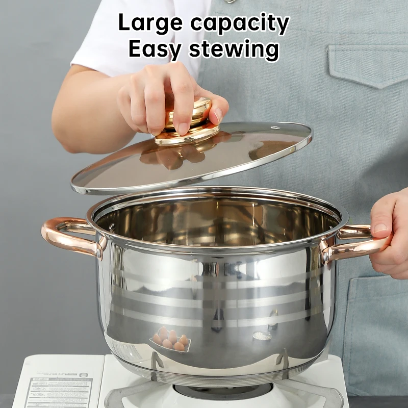 Hot Selling 8Pcs Kitchen Pot Nonstick Euro Style Soup Pot Kitchenware Cooking Pot Sets Stainless Steel Cookware Set