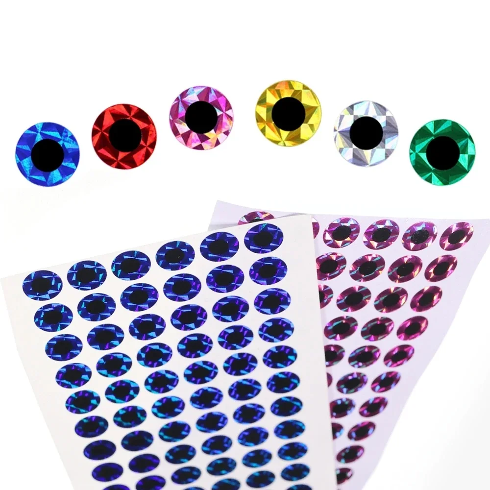 Flat Fishing Lure Eyes 2D Artificial Fish Eyes Sticker for Slow Jigging Metal Jig Lure 3mm-12mm Fly Tying Material