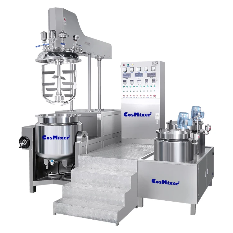 Hydraulic Lifting Stainless Steel Cosmetic Cream Vacuum Emulsifying Mixer Machine