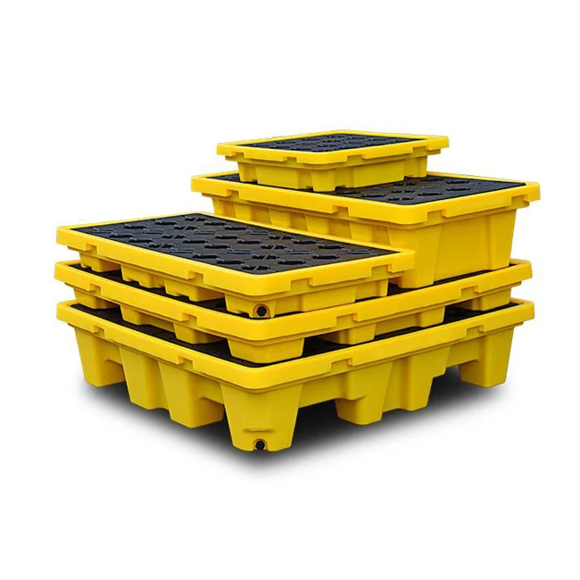 Пластиковый поддон с 4 барабанами для нефтехимического хранения жидкостей, энергетическая промышленность