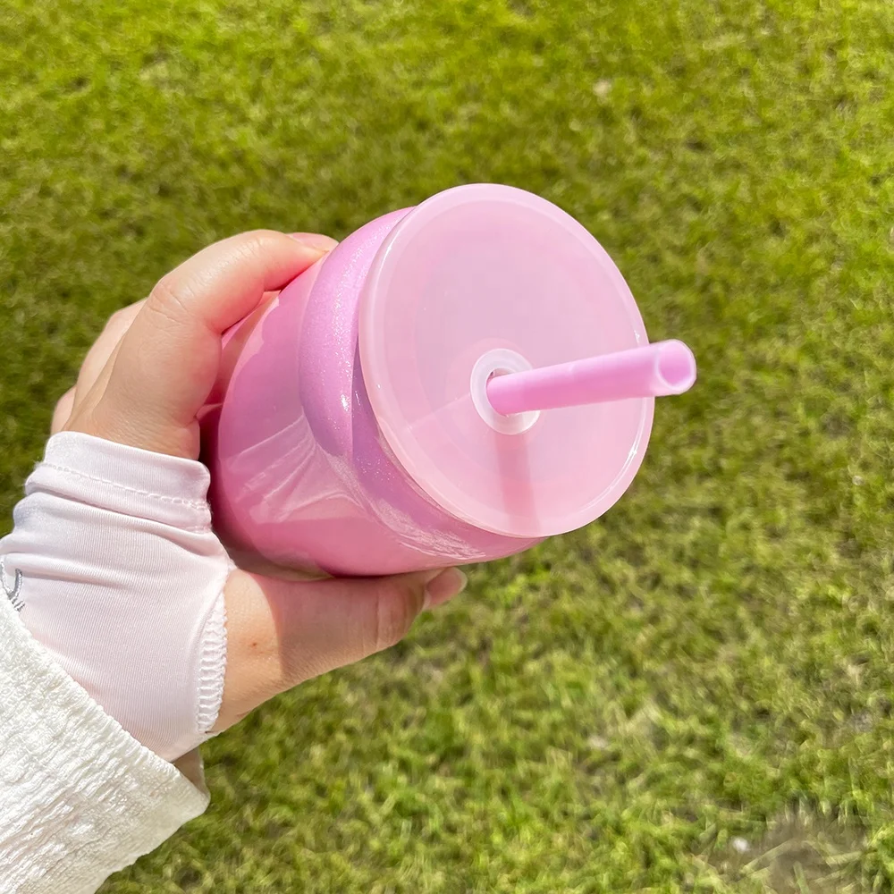 metal double walled vacuum insulated shimmer sublimation 16oz stainless steel can tumbler for travel