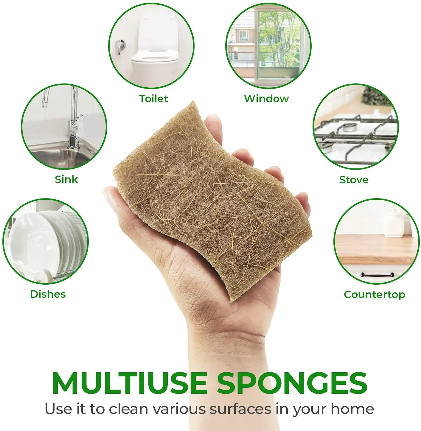 Multipurpose Eco Sisal Scourer Washing Natural Dish Cellulose Cleaning Kitchen Sponge