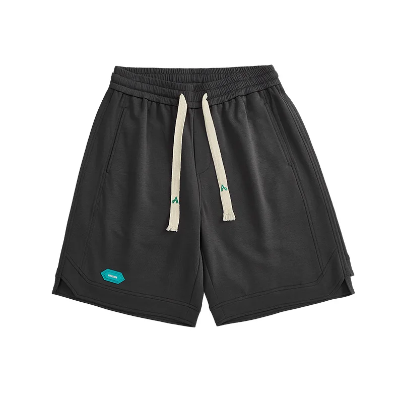 OEM Custom Logo Rubber Patch Mens Cotton Jogger Shorts Elastic Waist Summer Short Sweatpants