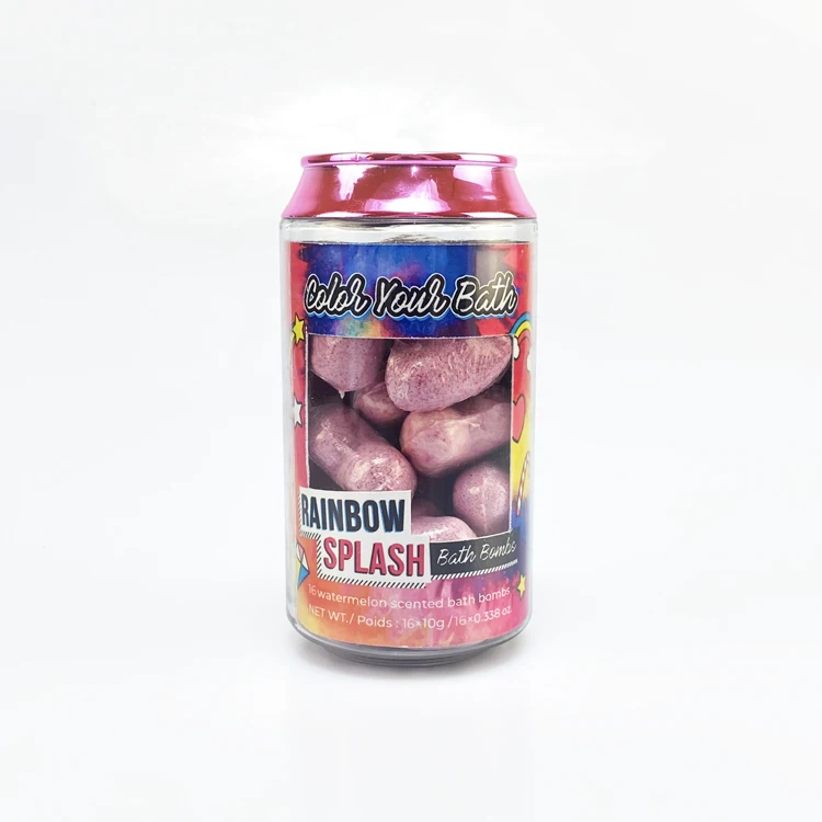 flower heart foot shape bath steamer fizzer tablet in Soda can packaging bath bomb oem odm little bath gift for kid