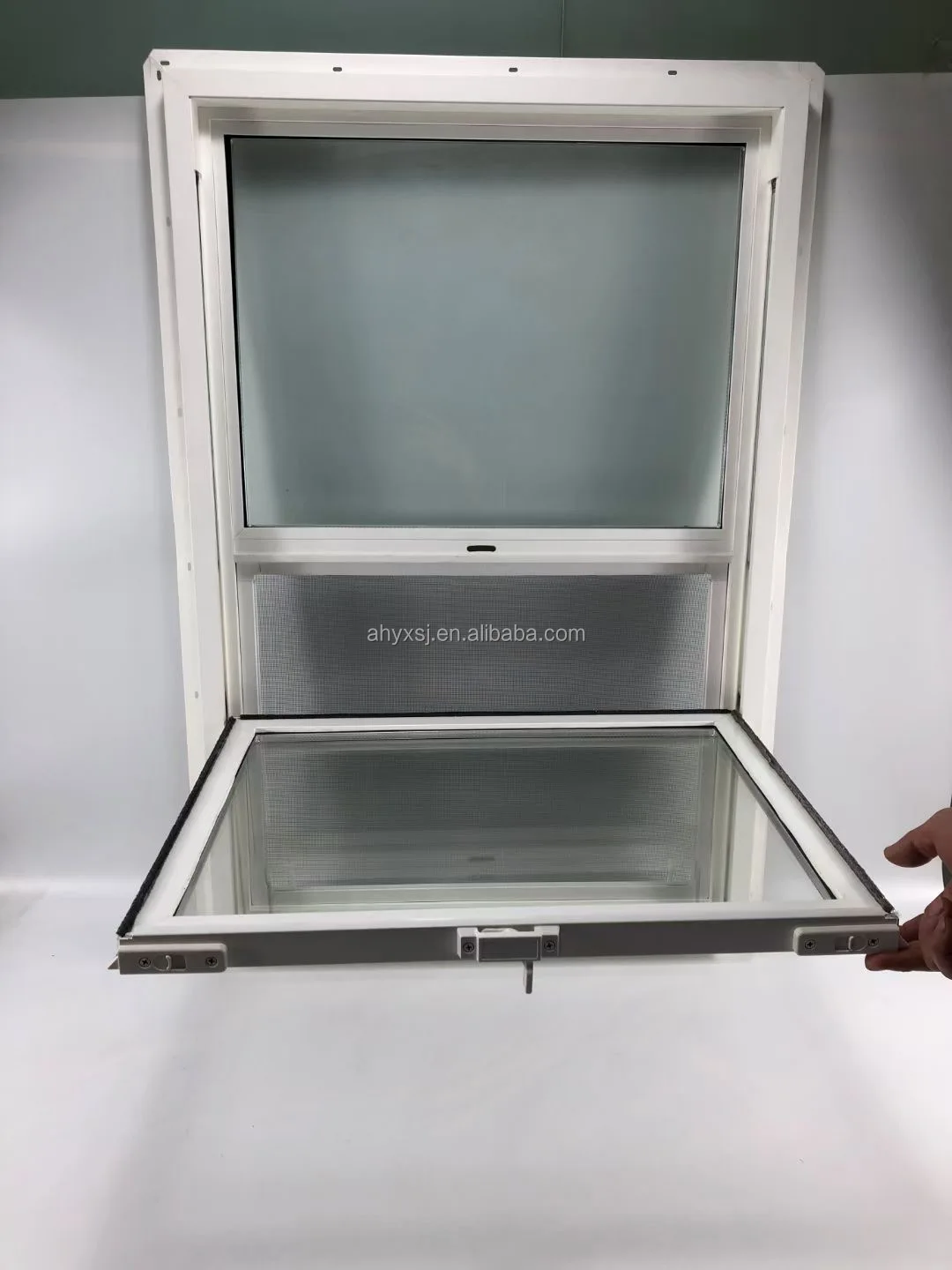 American Style Vertical Lift Upward Sliding Glass Window Upvc Frame Sliding Hung Window For House Building