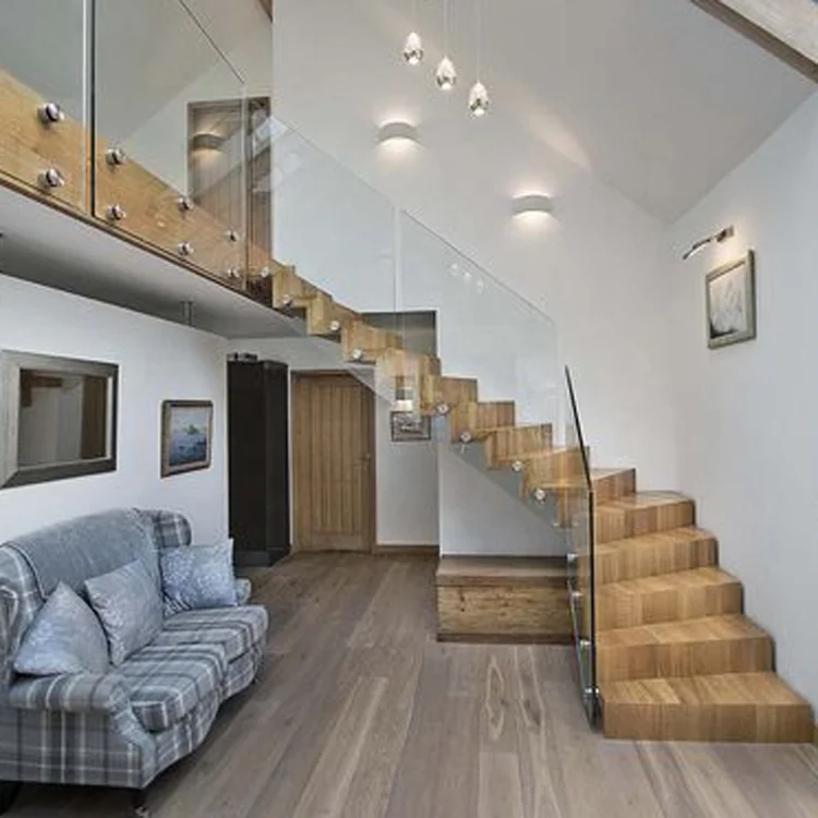 modern folding L shape beech curved wood stairs