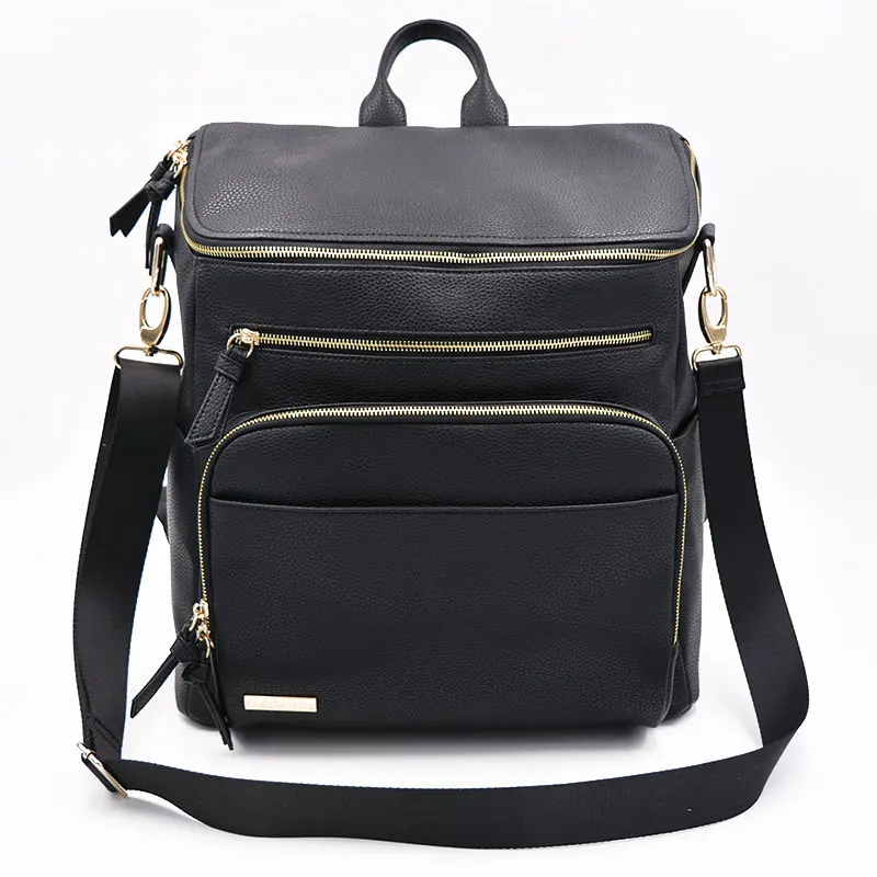 Wholesale Custom Lightweight Roomy Pu Leather Diaper Bags Stylish Changing Station Mommy Bag Portable Baby Nappy Bag