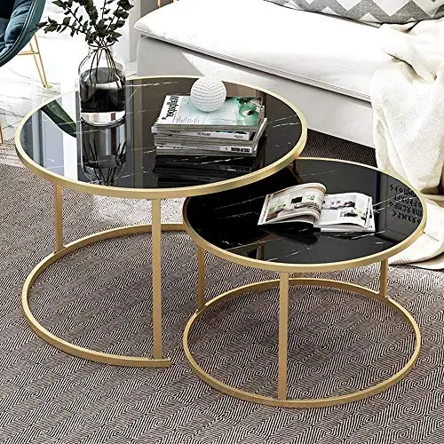 
modern round nesting coffee table set of 2 