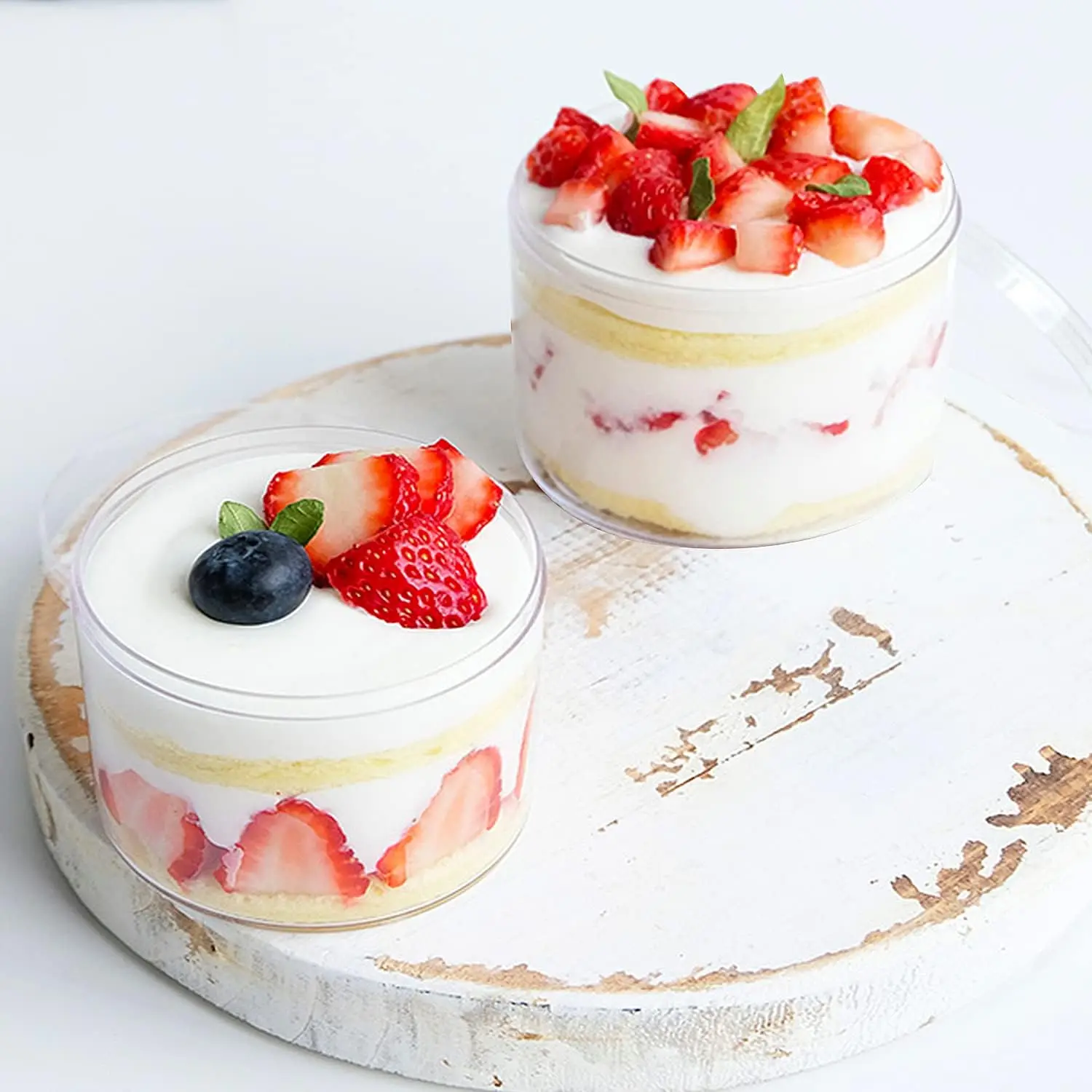 192Pcs Dessert Acrylic Box Clear Round Box with Lid Round Box Easter Container Easter Basket Stuffers for Cookie Candy Packaging