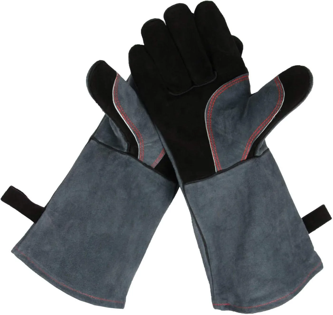 Factory Sale Long Pattern Cow Skin Leather Safety Hand Heat Resistant Welding BBQ Gloves
