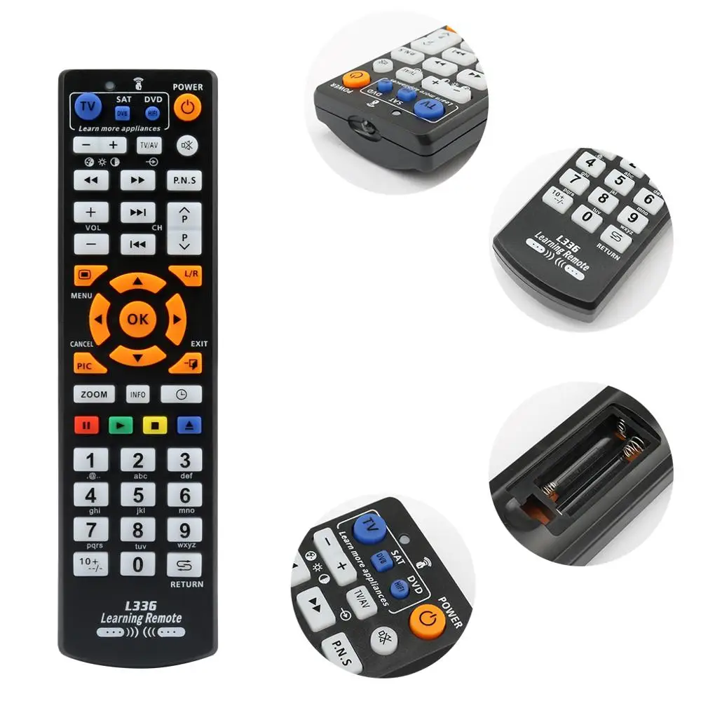 Universal Smart IR Remote Control with learn function, 3 pages controller copy for TV STB DVD SAT DVB HIFI TV BOX, L336
