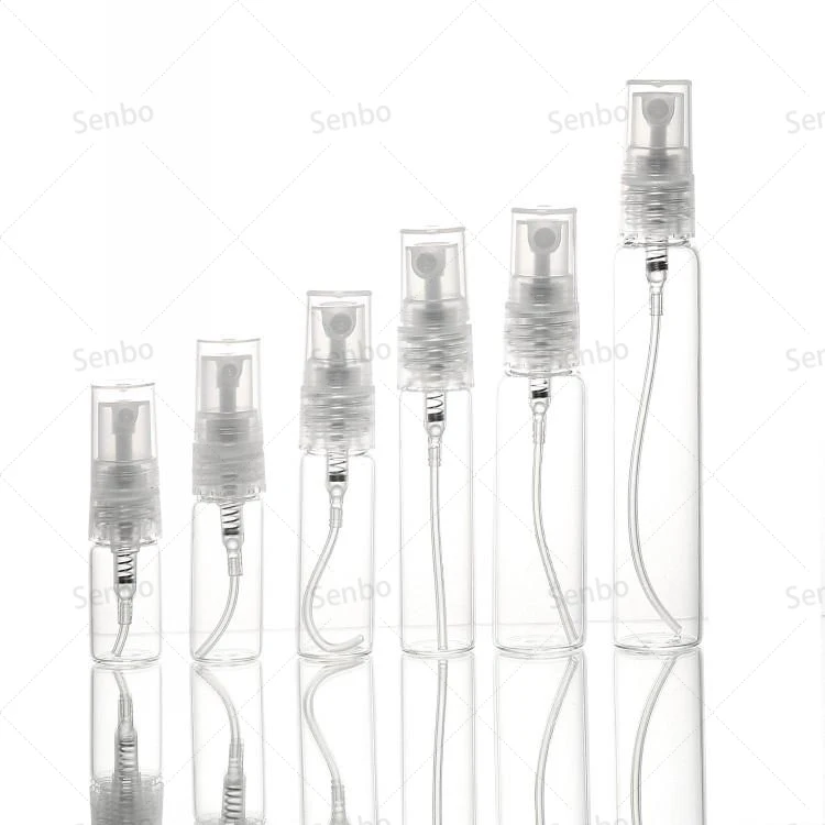 5ml 10ml Custom Clear Small Sample Vials Mini Glass Bottle with Spray Pump Personal Care