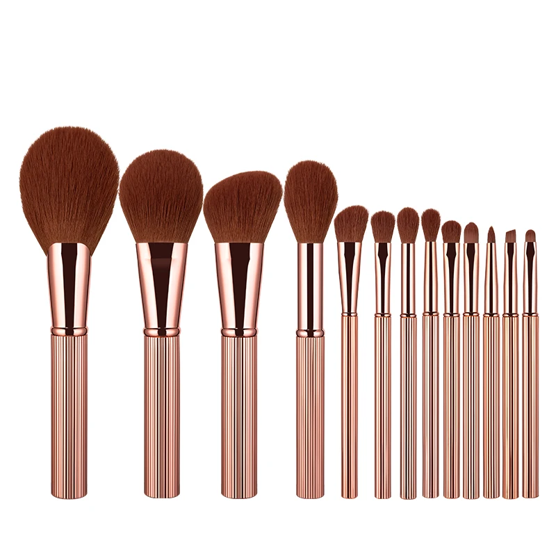 Anmor 13Pcs Professional Rose Gold Metal Foundation Makeup Brush Set