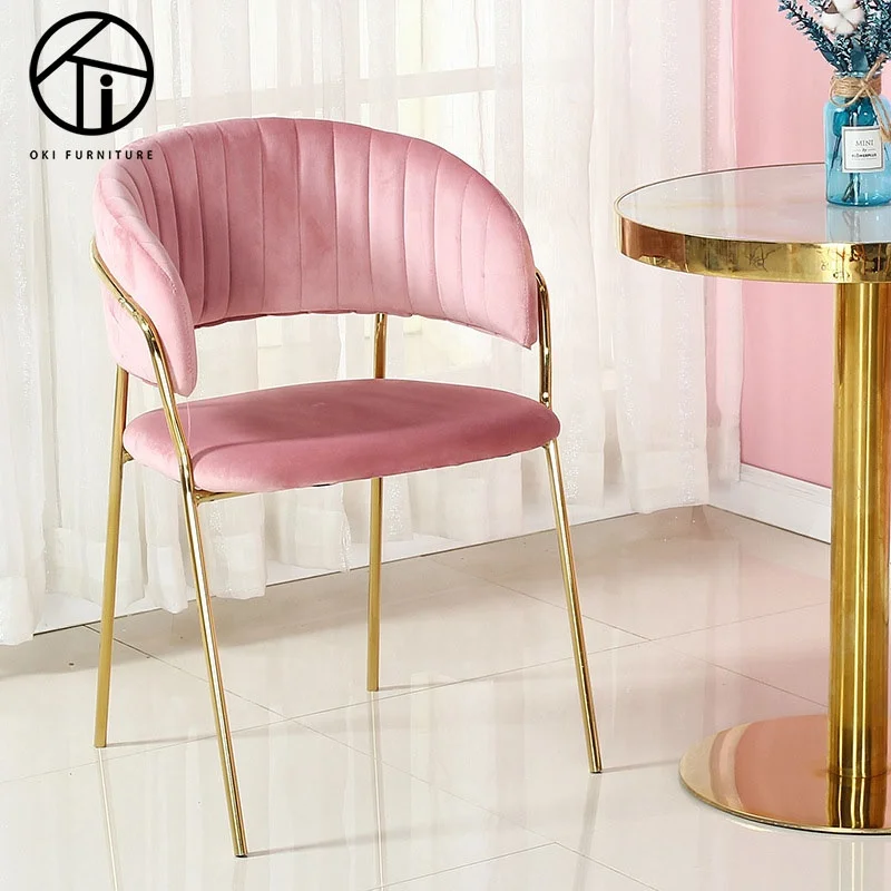 model style velvet fabric for restaurant or hotel metal leg dining chair home use luxury design gold and black dining chairs