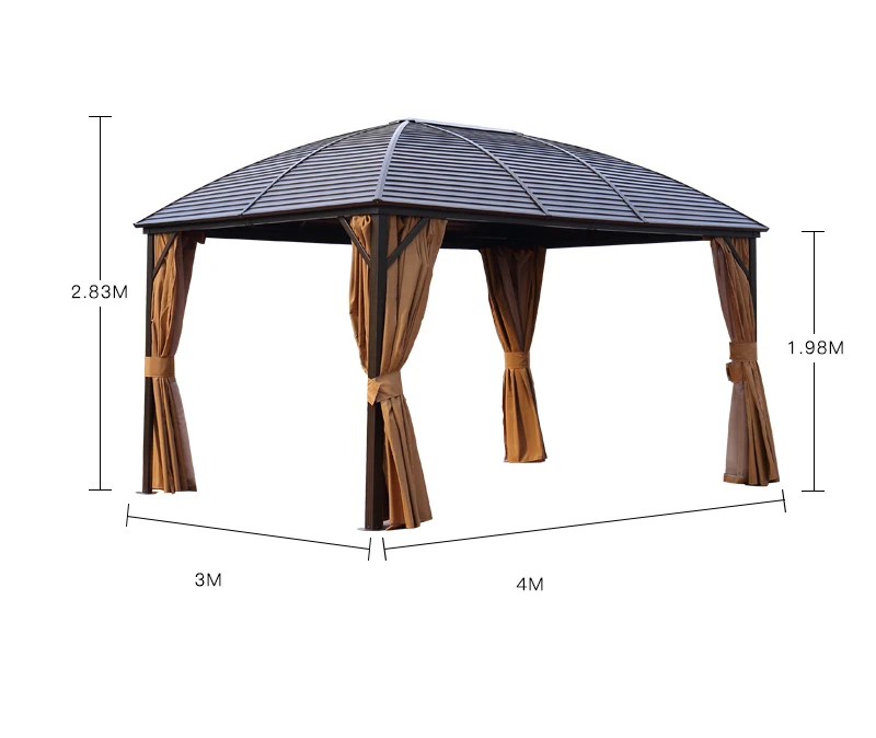 Goods in stock Backyard shade Large furniture 3*3.65m/3*4m Aluminum lawn awning for villa gazebo garden