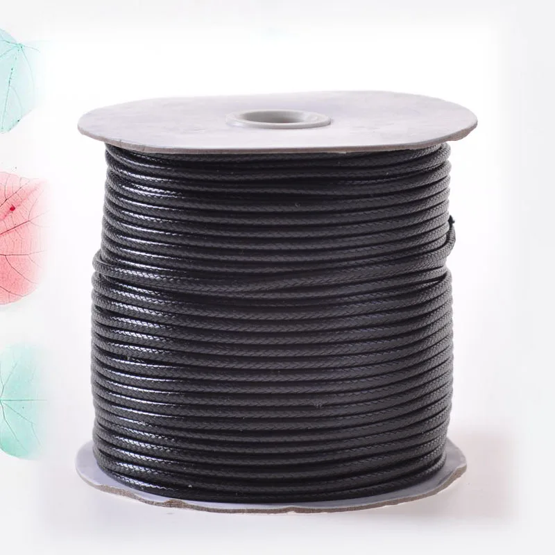 Black Waxed Cotton Roll Cord Waxed Thread Cord String Strap c For Jewelry Making Supplies Wholesale