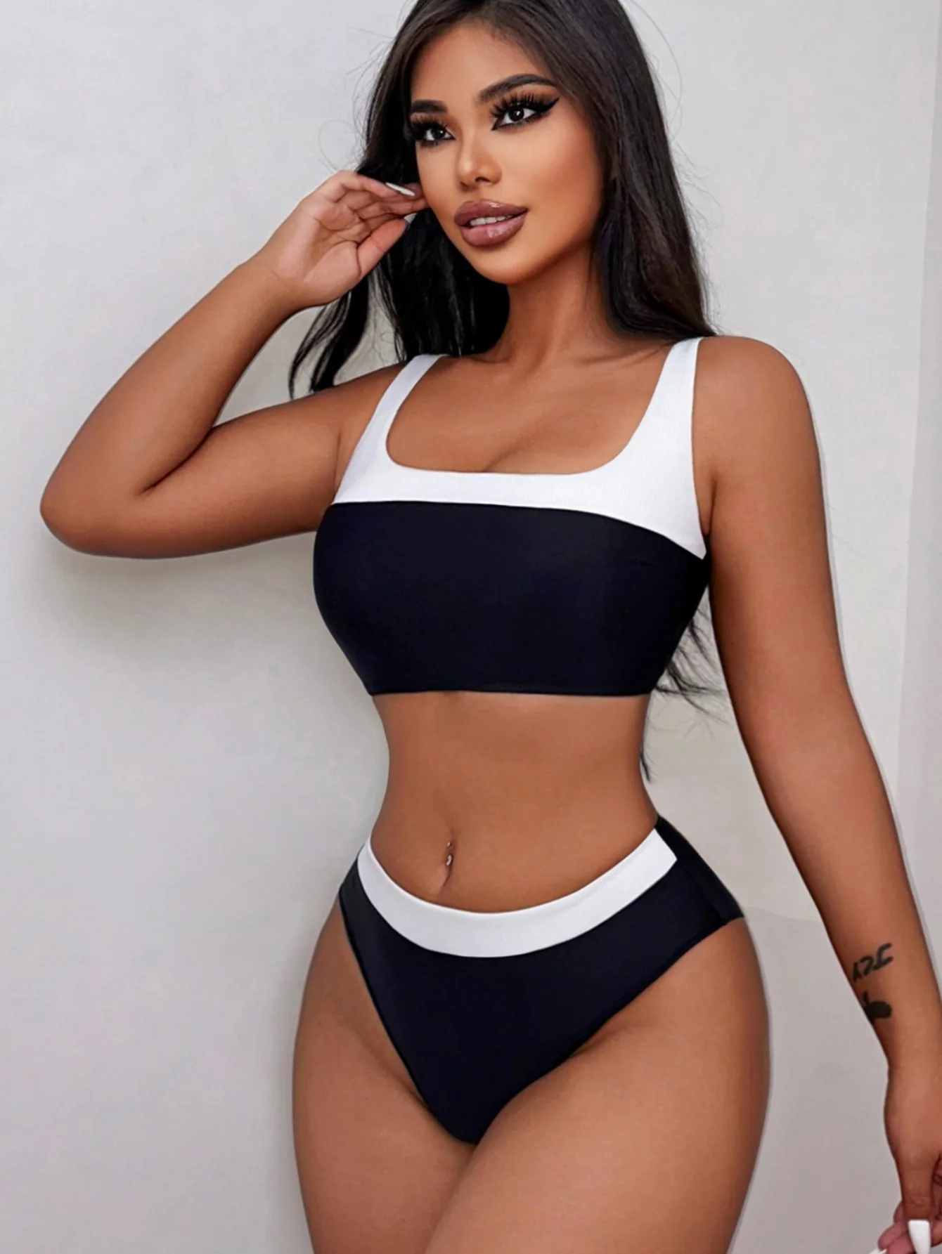 High Waist Ribbed Swimsuit Women Push Up Brazilian Bikini Set Summer Beach Bathing Swim Wear