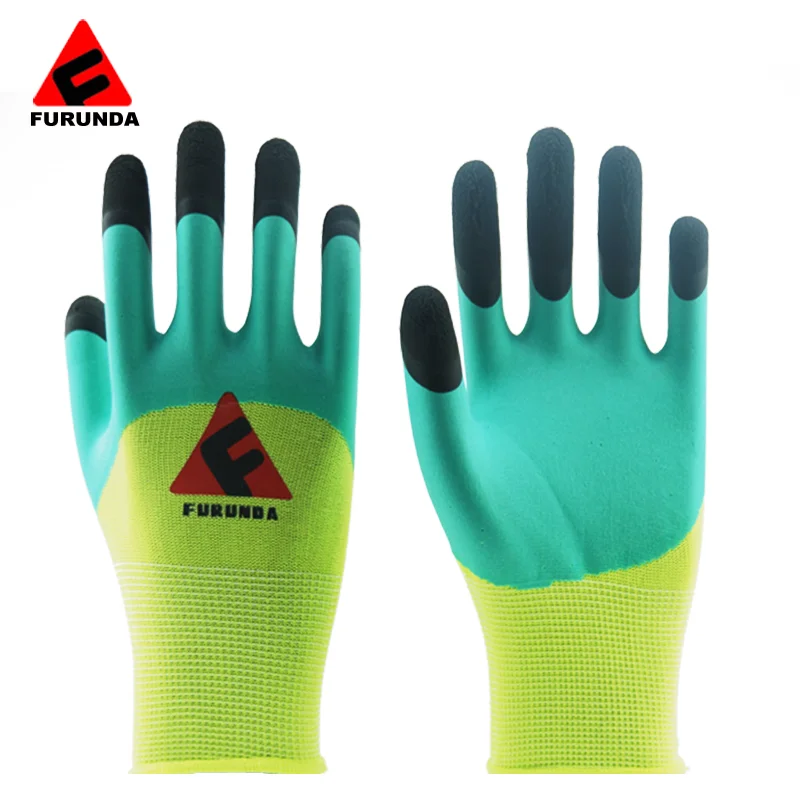 13g Polyester Half Latex Coated Gloves Foam Pink Rubber Coated Soft Gardening waterproof Safety Work Gloves