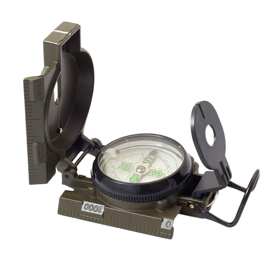 Multifunction Metal Pocket Waterproof Lensatic Sighting Folding Compass for Outdoor Sports