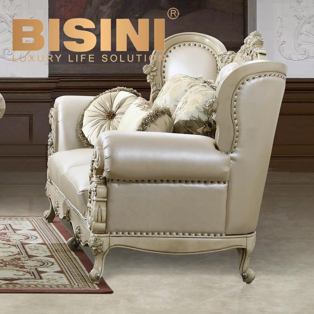 Luxury Italian Off White Wooden Carved Living Room Furniture Couch Sofa Set With Coffee Table End Table