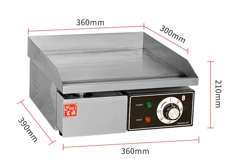 Fuqi Restaurant Kitchen Equipment Electric Bbq Flat And Grooved Teppanyaki Griddle