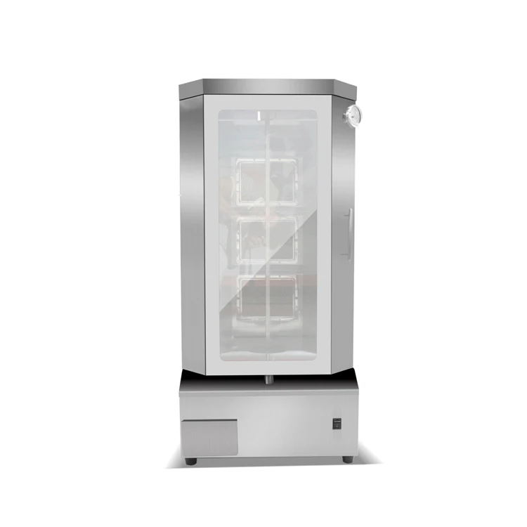Gas fired shawarma machine 3 burner shawarma chicken rotisserie with door