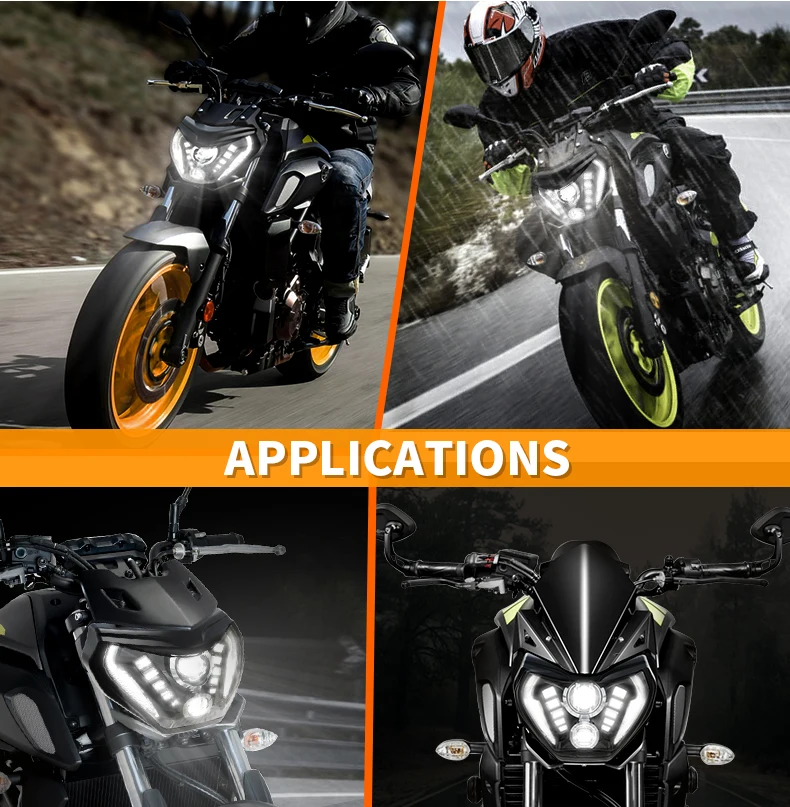 Светодиодные фары для Yamaha MT 09 FZ 09, аксессуары для мотоциклов, передняя светодиодная фара с белым ДХО