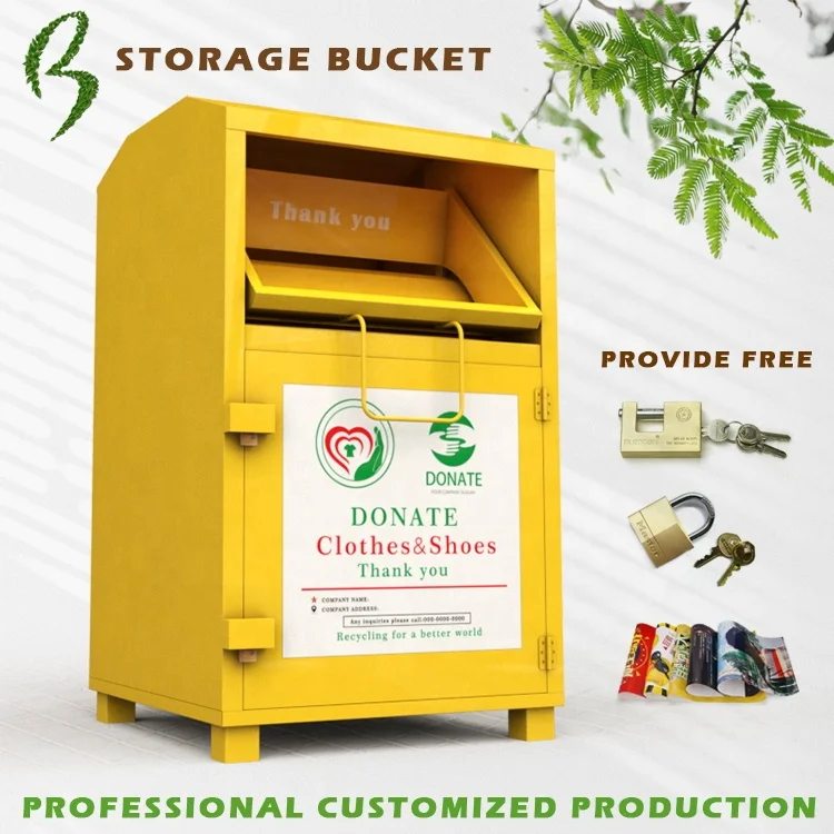 China metal steel outdoor street clothing donation bin recycling clothes box
