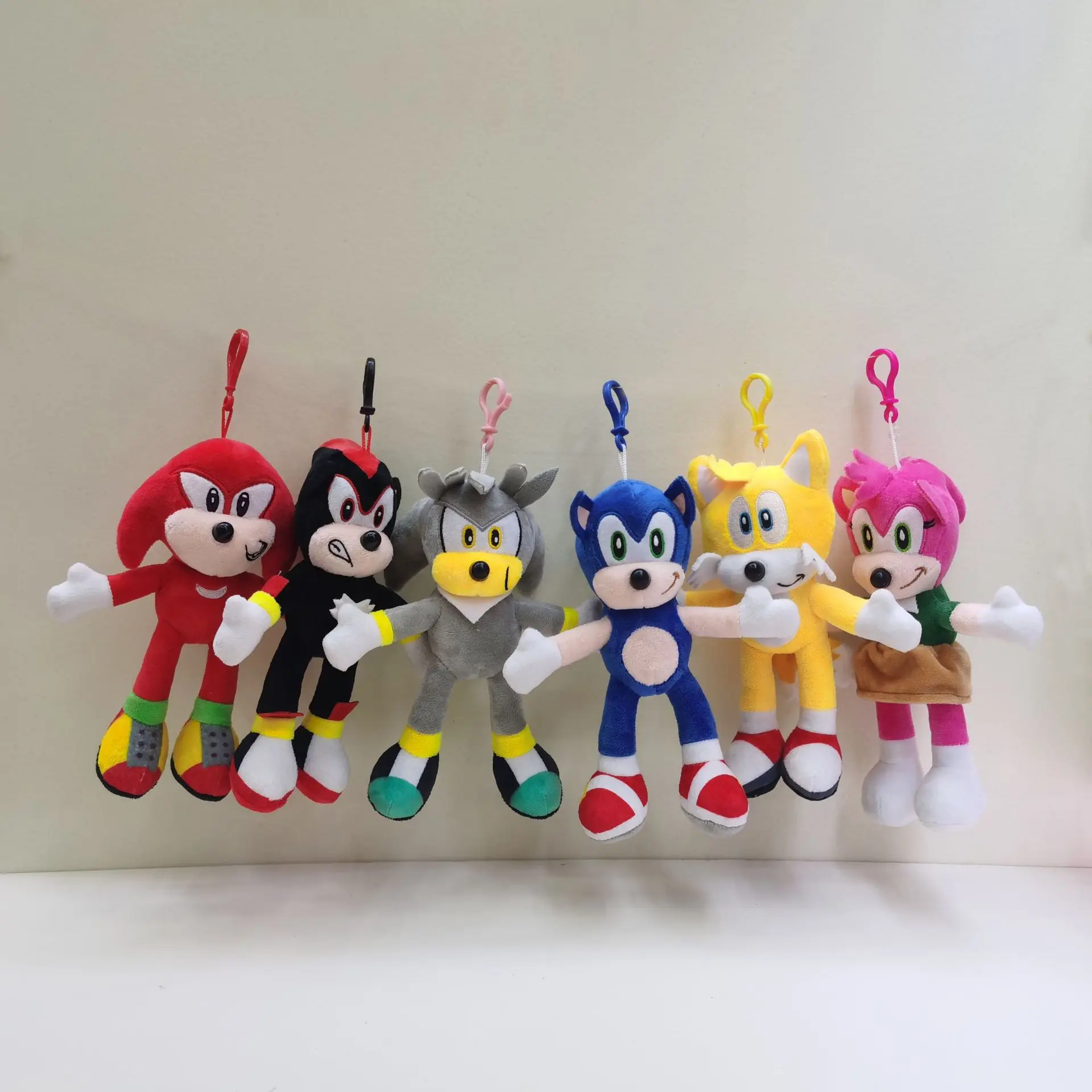 Wholesale new style sonic plush toy six sonic key chain soft plush sonic key chain