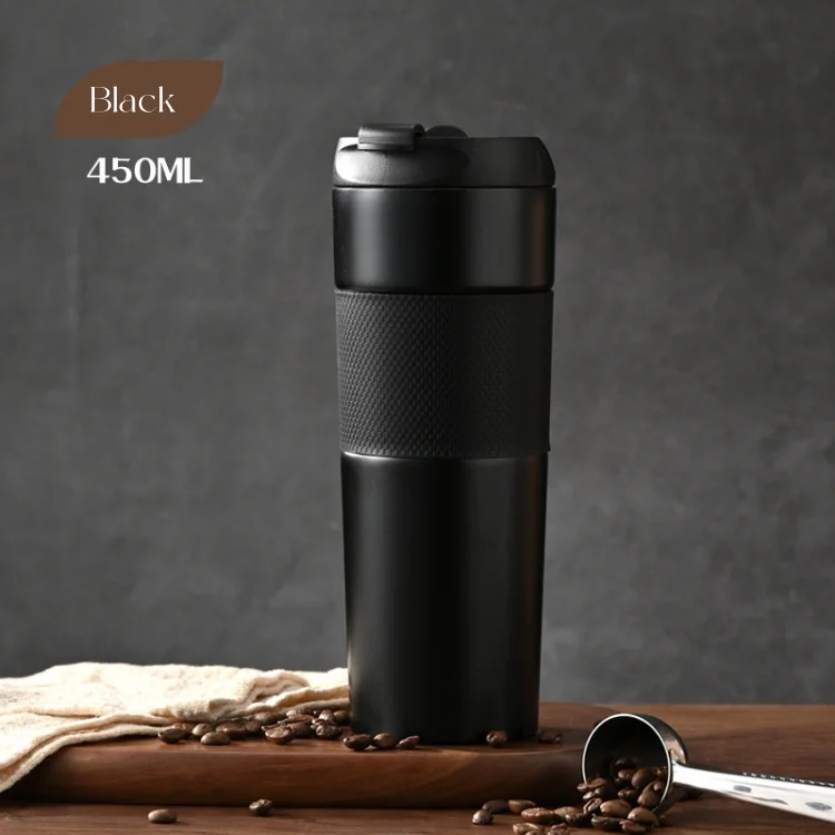 Kingze 450ml Stainless Steel Coffee Mugs Custom Logo Printed Luxury Camping French Press Gold Pink Coffee Maker