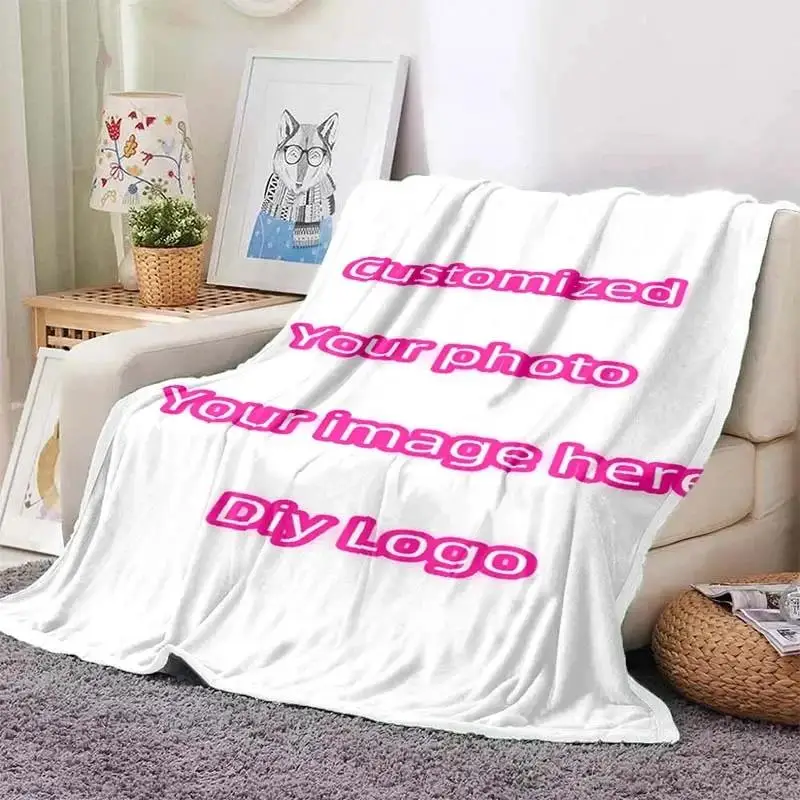 Your Picture Blanket Cover Coral Fleece Plush Customized DIY Print on Demand Dropshipping Warm Throw Blankets