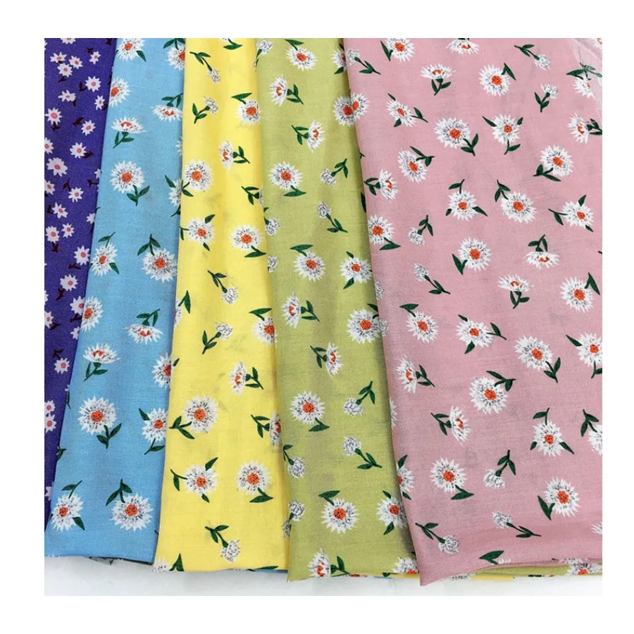 Rayon Floral Printed  100% Viscose Fabric Woven Plain Spun Rayon Challis Fabric Fruit Floral Printed 100rayon Viscose Fabric