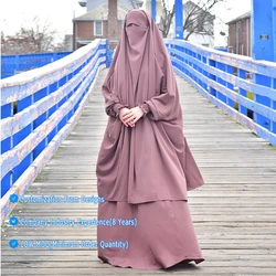 Islamic Prayer Ethnic Clothing Traditional Full Cover Two Piece Niqab Sets Jilbab With Skirts Abaya Muslim Telekung Ramadan