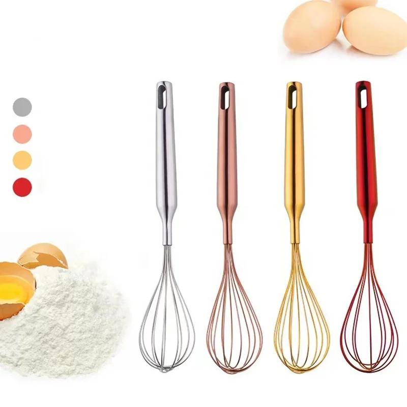 Stainless Steel Manual Egg Beater Egg Whisk Mixer with Colorful Handle