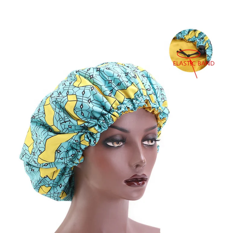 Wholesale Custom private label Extra Large satin sleep bonnet Drawstring sleep cap Adjustable night sleeping hat hair Turban